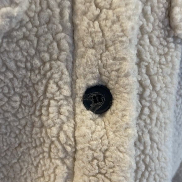 Allsaints US6 dark cream heavy sherpa button-down shacket coat - Picture 5 of 8